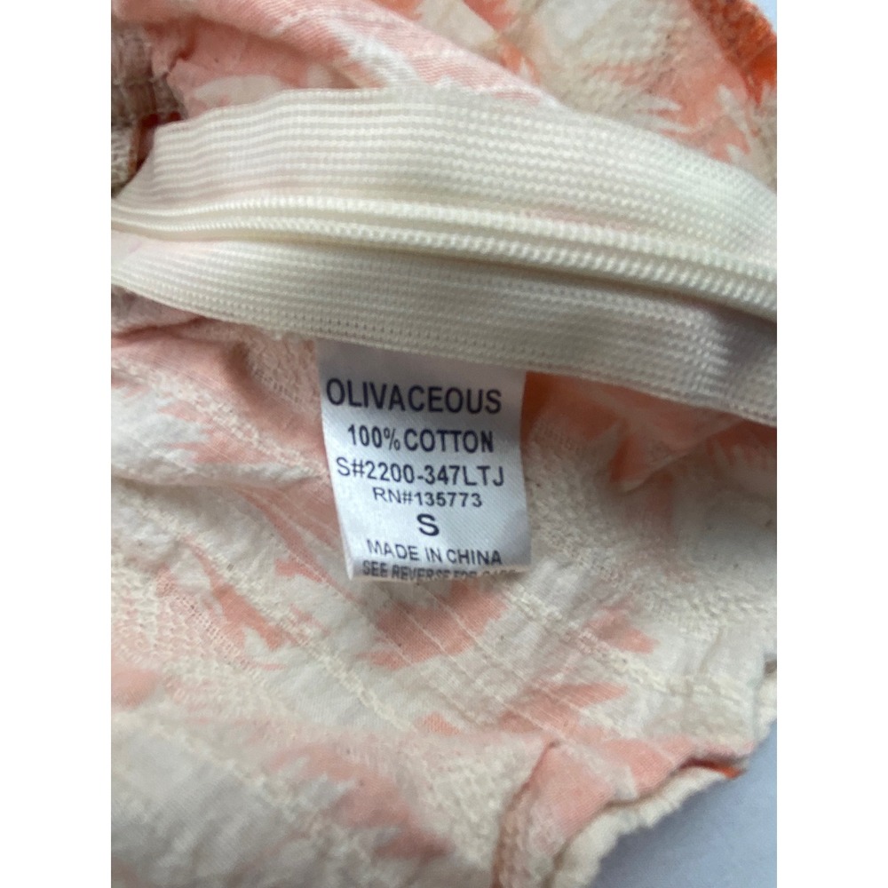 OLIVACEOUS Orange‎ White Floral Peplum Tie Strap Tank Top Blouse Size S - Picture 3 of 7